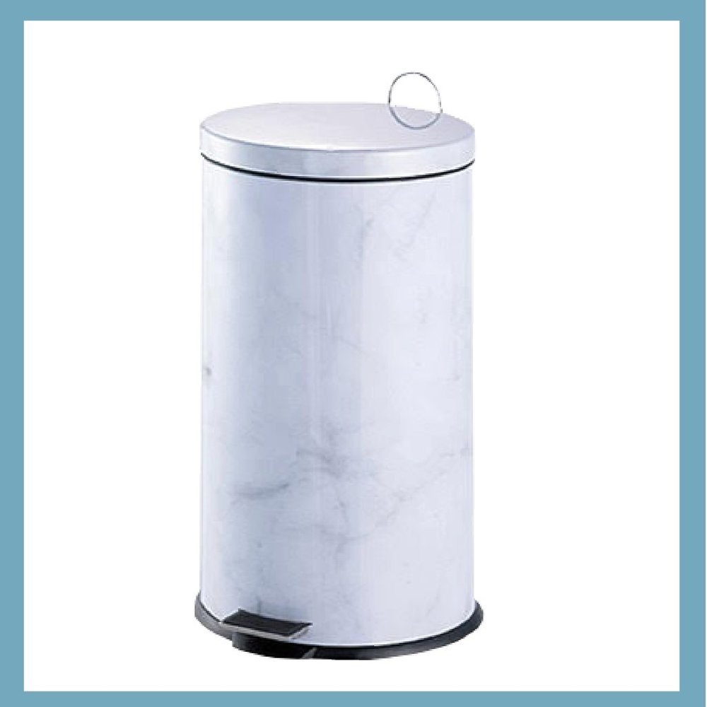 Simil Marble Stainless Steel Trash Can (30 Liters/7.9 gal)